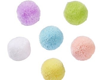 PomPom wool in pastel - 6 pieces in different colors