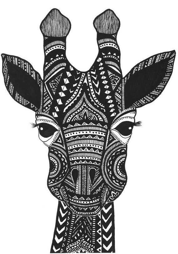 Download Giraffe Zentangle Illustration print