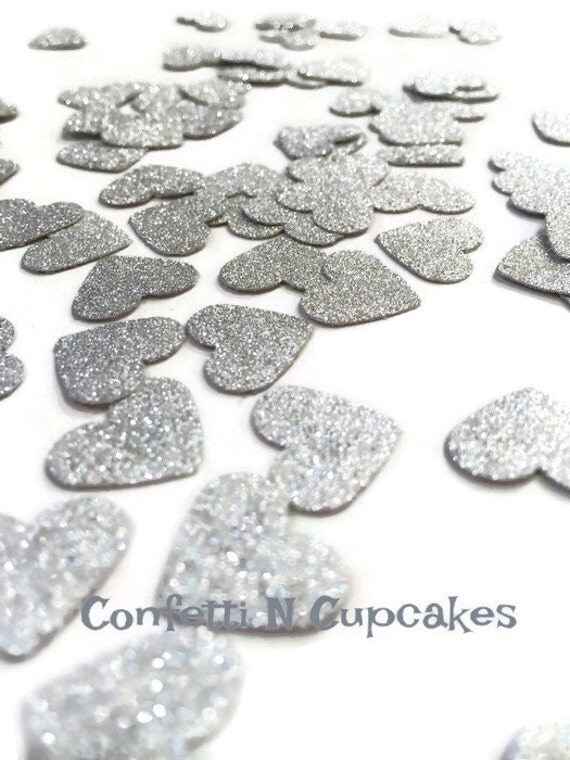 Silver Glitter Heart Confetti Wedding Decor Bridal Shower