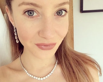 Wedding Necklace, Cubic Zirconia Necklace, CZ Necklace, Bridal Necklace, Bridal Jewelry, Cubic Zirconia Wedding Jewelry, Wedding Set, CZ Set