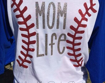 Baseball Shirt! Mom Life Shirt! Baseball Mom Life Shirt! BaseballTee! Adult Baseball Shirt Mom Life Raglan Glitter Baseball Raglan Baseball!