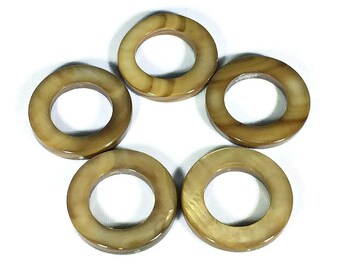Mother of Pearl Donut Beads FIVE / Shell Beads / MOP Beads / Mother of Pearl Beads / Mother of Pearl Connectors / Mother of Pearl Rings