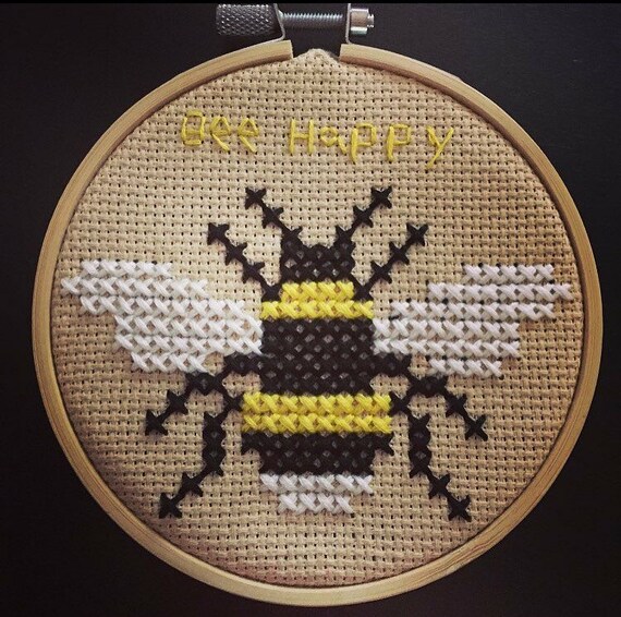 Bumble bee cross stitch