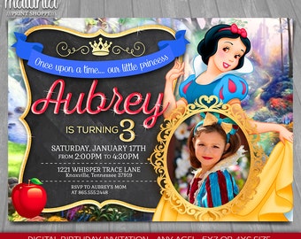 Snow White Invitation - Disney Snow White Invite - Snow White Birthday Invitation - Snow White Birthday Party with photo