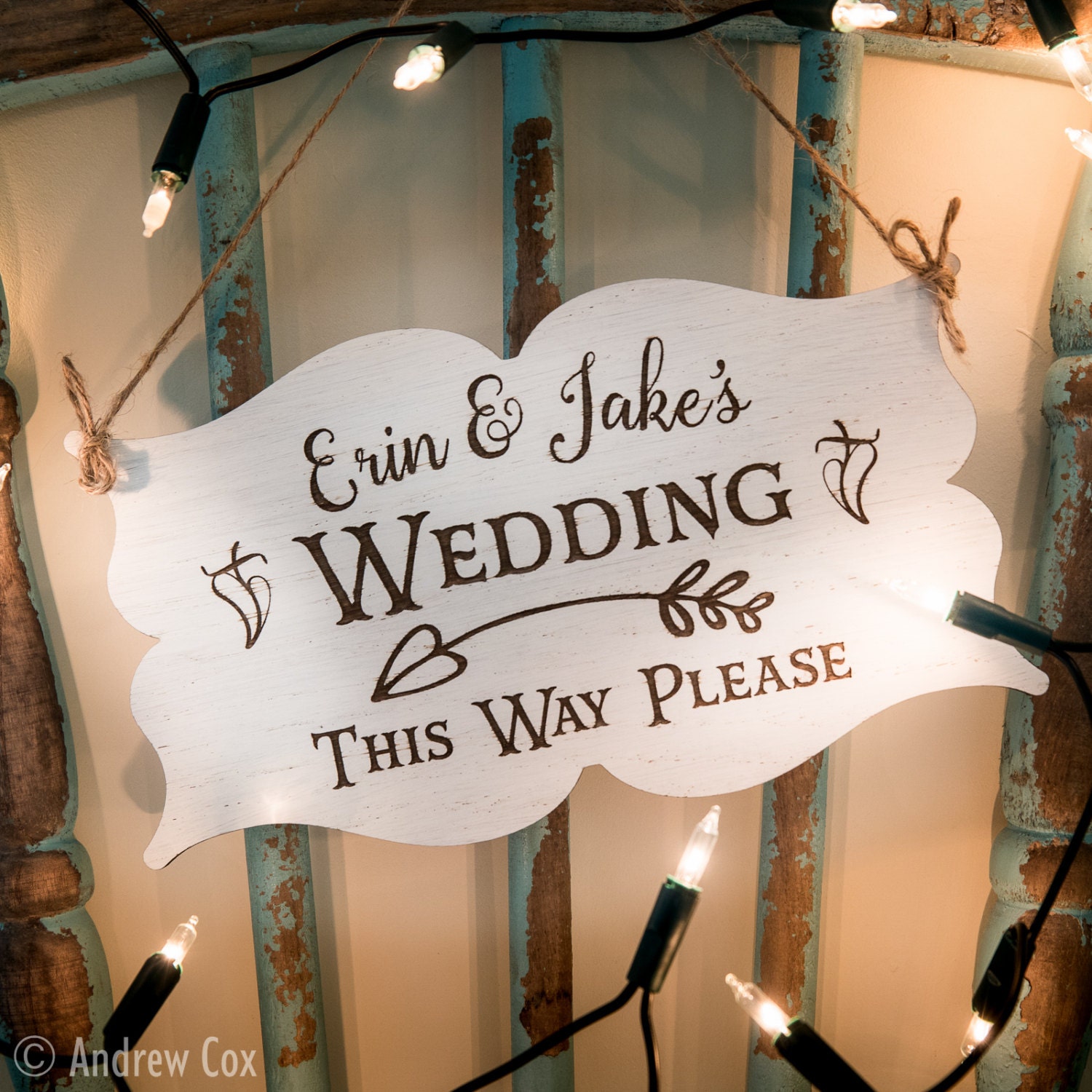 Wooden Wedding This Way Direction Arrow Sign Shabby Chic