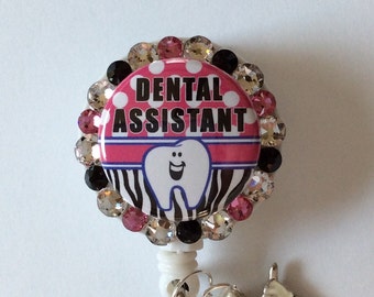 Dental Assistant Decorative Badge/ID Holder with Charms/Beads