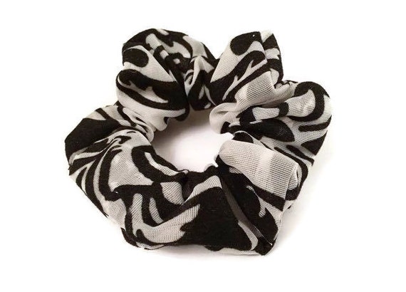 Black and White Damask Scrunchie
