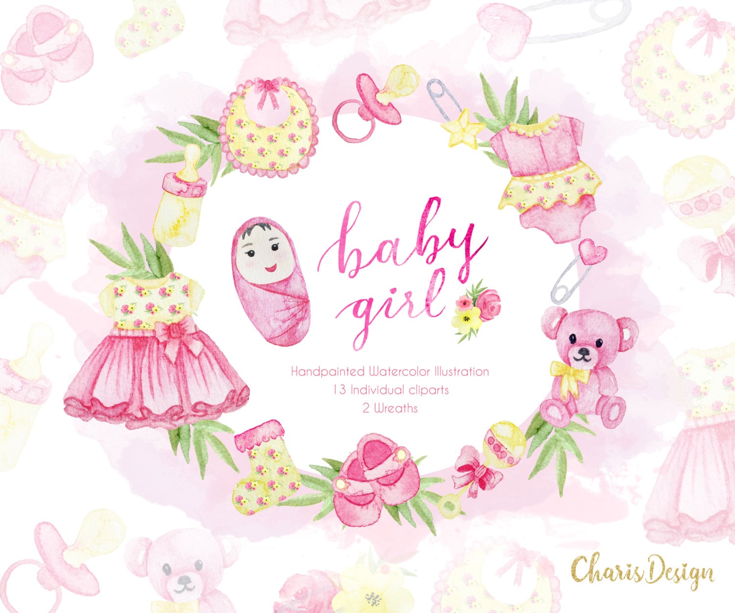 BABY GIRL, baby clipart, baby illustration, baby shower ...