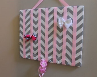 Hair Bow Holder Grey Chevron Hairbow Holder Hair Bow Organizer Headband Holder Girls Accessory Hair Clip Holder Hair Organizer Large 16x20