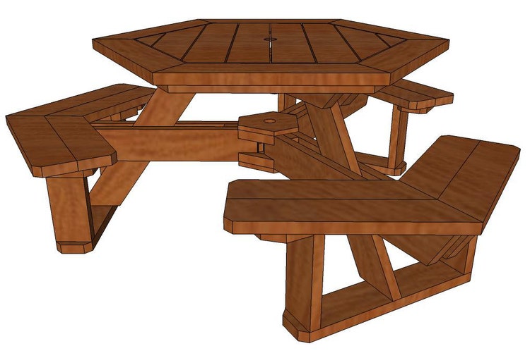 Hexagon Picnic Table-How To Plan by MikesPlans on Etsy