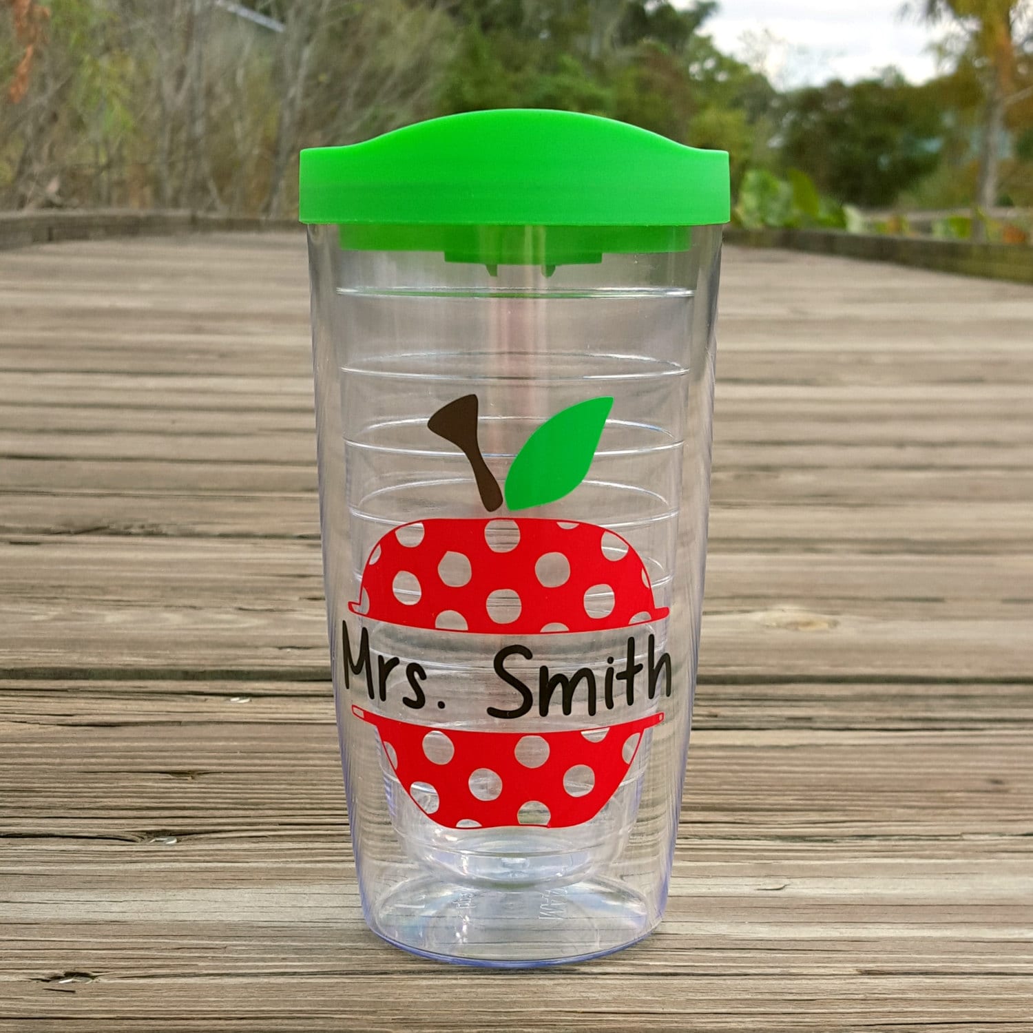 Personalized Teacher Tumbler Apple Tumbler by LuckyLilyDesigns