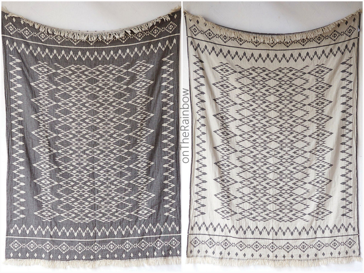 Aztec Throw Blanket Navajo Picnic Blanket Modern by onTheRainbow