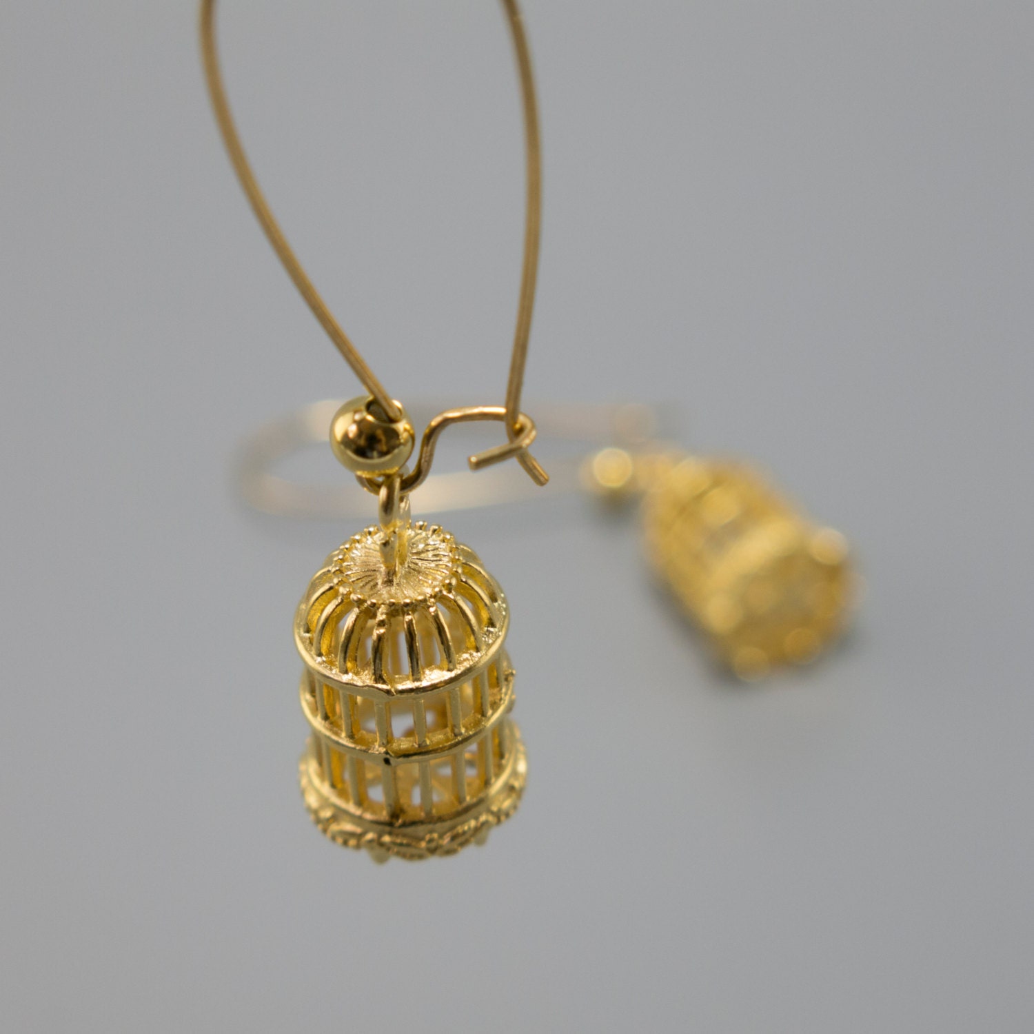 Bird Cage Earrings Gold Earrings Long Earrings Statement