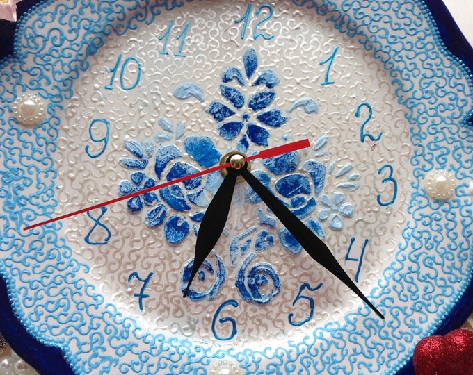 Clock plates, craft clock, clock for kids, clock painting, designer wall clocks, unique wall clock, unusual clock, table clock, hand-painted