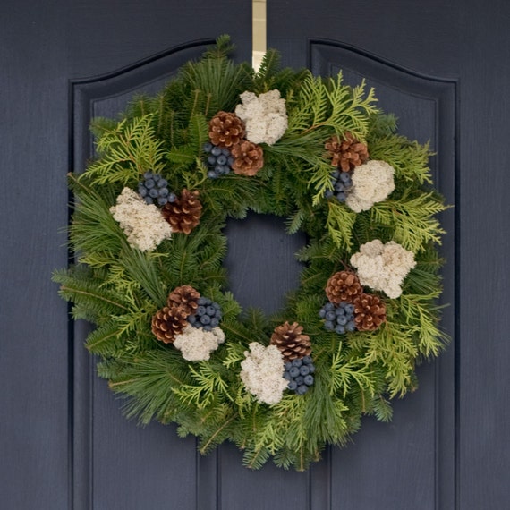 Fresh Blueberry Christmas Wreath for Front Door PRE-ORDER