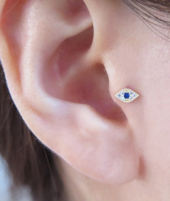 10K/14K Solid Gold piercing/Evil eye Piercing/Helix