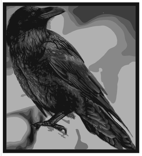 Raven 6 layered Paper cut DIY Template Commercial