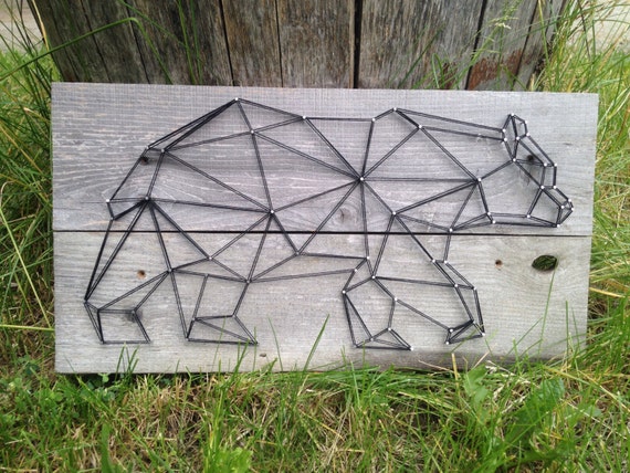String Art Bear Grizzly Bear String Art by wordsupbuttercup