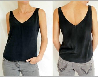 New silk camisole top, sleeveless, size 10, 12, 14, 16, V neck, low V