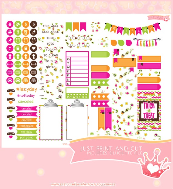 Halloween Candy  | Printable Planner Stickers | Happy Planner | Instant Digital Download with Silhouette file
