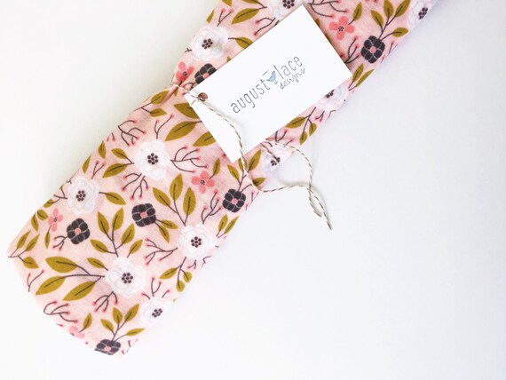 Peach Floral Muslin Swaddle Baby Blanket