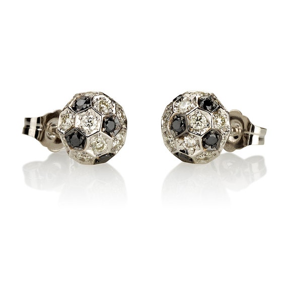 Black and White Diamond Earrings Stud Earrings Pave Earrings Gold Earrings Bridal Earrings Diamond Studs Diamond Jewelry Wedding Earrings