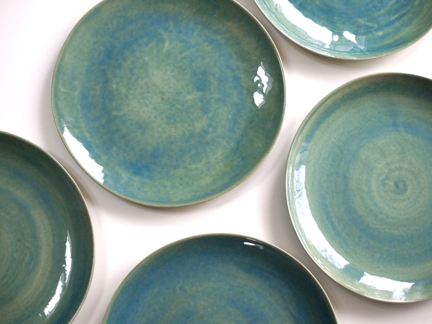 Stoneware Plates Dinner Set glazed in green. Ceramic Plate.