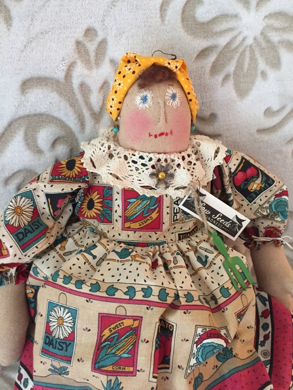 Primitive Folk Art Rag doll handmade art doll raggedy doll