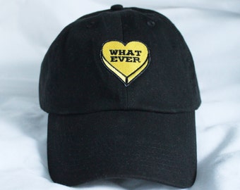 Black Whatever Heart embroidered Baseball Cap Pastel Goth Dad Hat Tumblr inspired