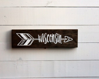 Wooden Wisconsin Home Wall Sign Wisconsin by RozCustomCreations