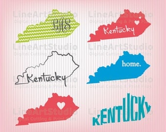 Kentucky SVG Collection State Files - SVG File - Monogram Svg State - American States Svg Files - Svg Silhouette Files - Svg Cricut Files