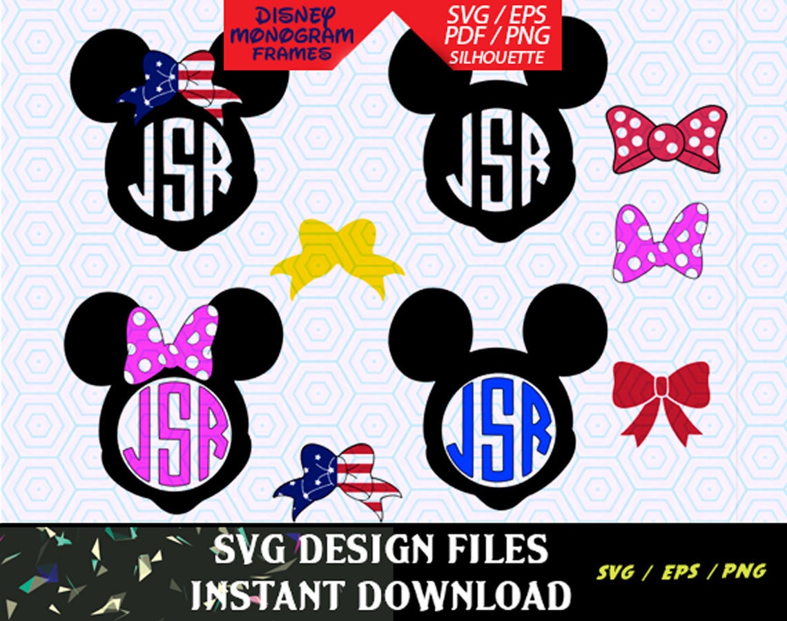 Mickey and Minnie Disney Monogram SVG files T Shirt Design