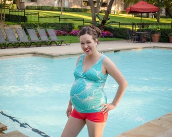 Maternity Swimsuit PDF Sewing Pattern First Crush Swimsuit Swim pattern PDF pattern crossover swimsuit nursing friendly swim sewing pattern