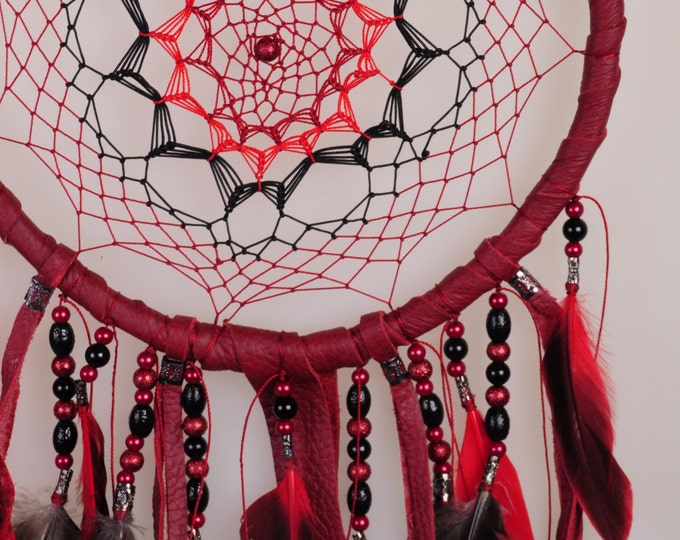 Dreamcatcher black red Сrescent Dream Catcher Large Dreamcatcher Dream сatcher dreamcatchers boho black dreamcatchers wall decor handmade