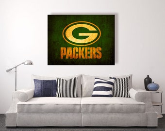 Green Bay Packers vintage style Canvas Print, vintage football decor, football room decor, room decor for men, apartment decorating ideas