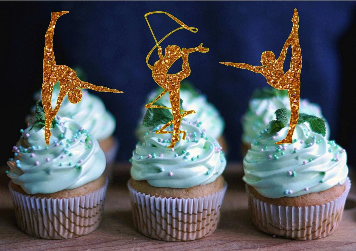 Gymnastic Party Cupcake Toppers Glitter by HappyPartyDecor Gymnastic Party Cupcake Toppers Glitter by HappyPartyDecor