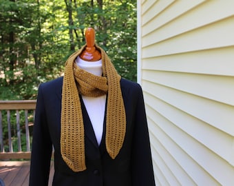 Long Sequin Scarf, Brown Scarf, Crochet Scarf, Long Skinny Scarf