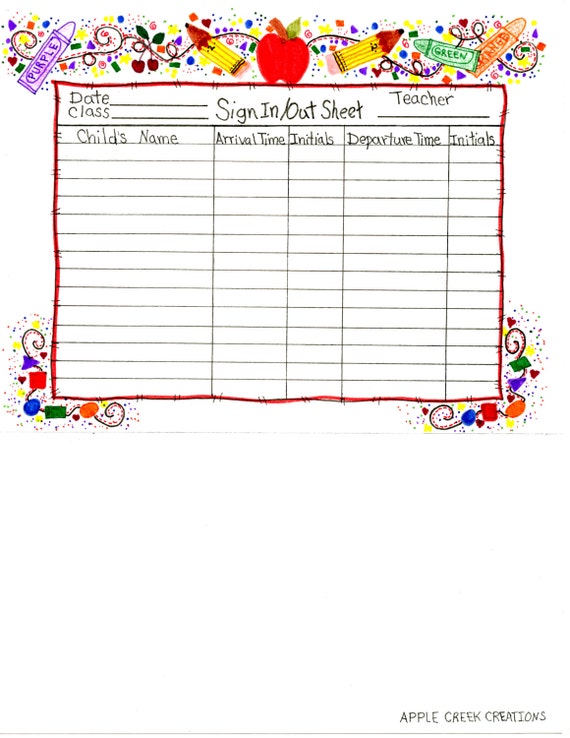 Free Printable Daycare Sign In And Out Sheets