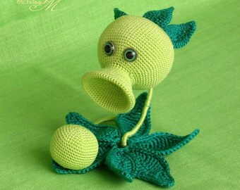 Peashooter Plants vs Zombies Crochet toy Gamer's gift PC game character PvZ plush amigurumi toy Kids gift I'll MAKE this item for Your ORDER