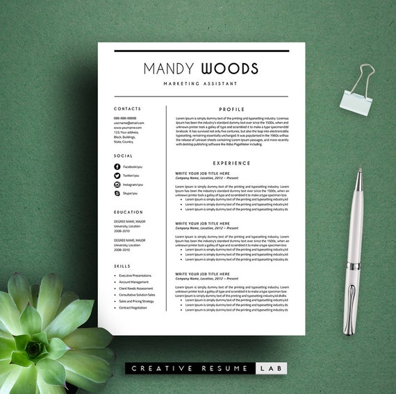 mandy modern resume template    cv template by