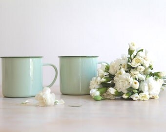 Vintage Enamel Mugs, Vintage NEW Mint Green Mug, Camping Mug, Mint Green Decor, Valentine's Couples Gift, Birthday Gift, Mint To Be