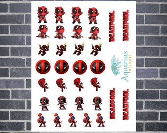 32 DEADPOOL Planner Stickers for Erin Condren Life Planner, Kikki K, Filofax, Kate Spade