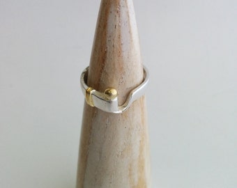 Faux Tiffany & Co silvertone with gold accents metal buckle hook and eye ring