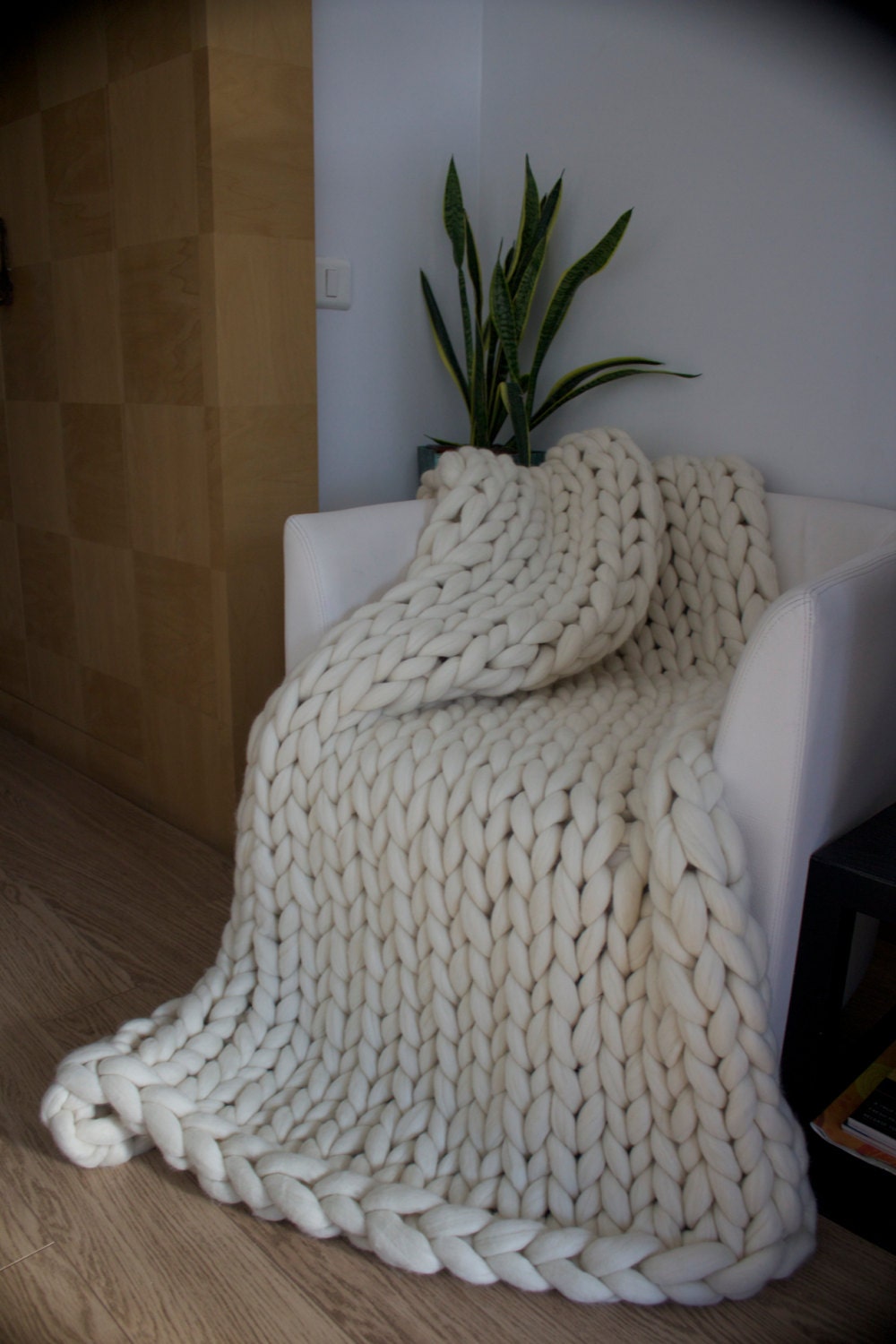 Chunky knit throw Merino wool Wool throw Chunky blanket