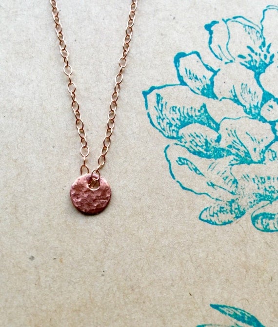 Delicate necklace, Rose Gold Filled 14k, 6mm Disc Necklace,