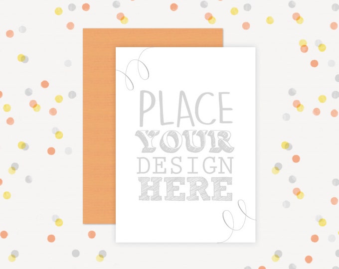 Invitation Mockup, Confetti background Mockup, 5x7 Cards Mockup, Party Invitation Mockup (5x7.Confetti)