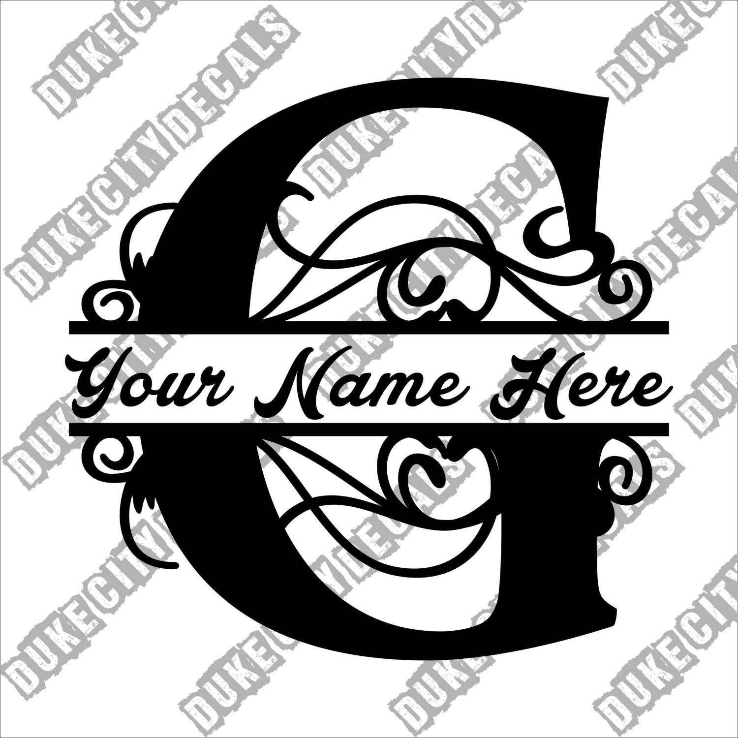 Letter G Floral Initial Monogram Family Name Vinyl Decal