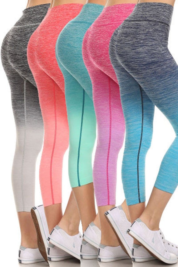 Yoga Pants Cropped Length Gradient Leggings by UrbanPeopleClothing