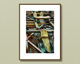 Fine art photography, 24x32 cm framed art prints, vintage rowing boat, rustic home decoration, wall art, home improvement