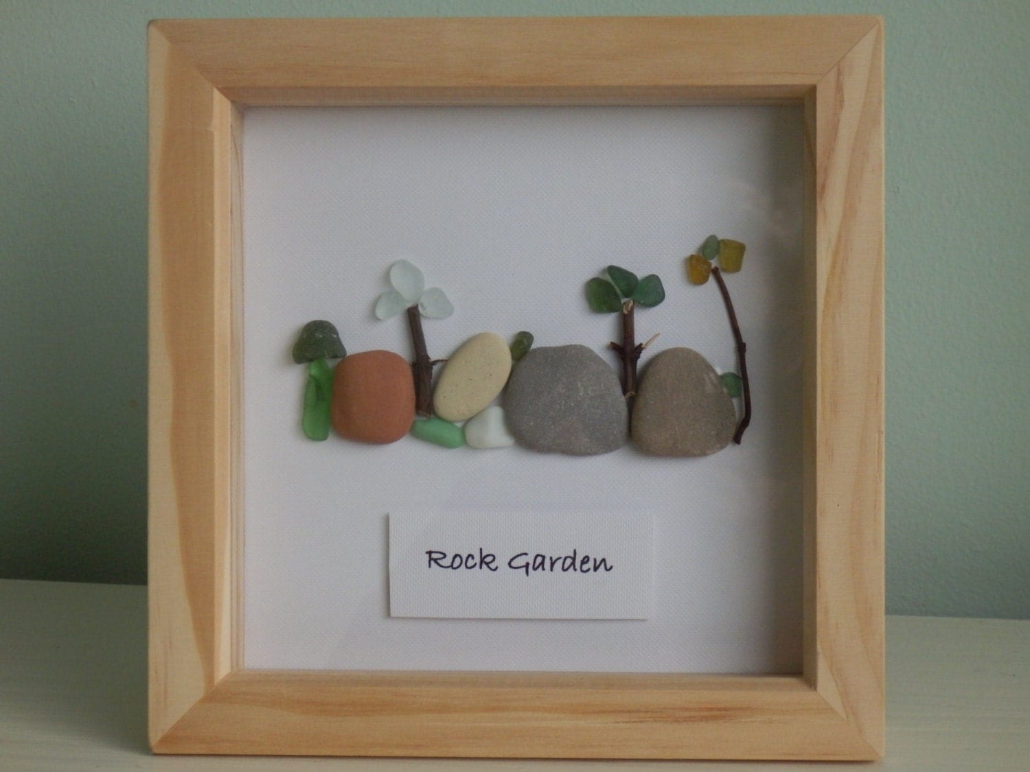 Seaham Sea glass and Pebble Art Handmade Picture from Beach
